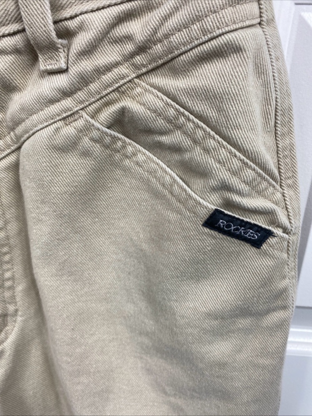 Rocky Mountain Jeans Rockies Western Bareback Womens 9/10 Long Vintage 90s Beige - Picture 2 of 8